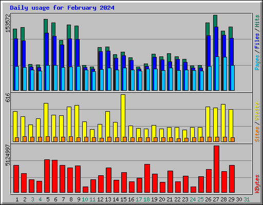 Daily usage for February 2024